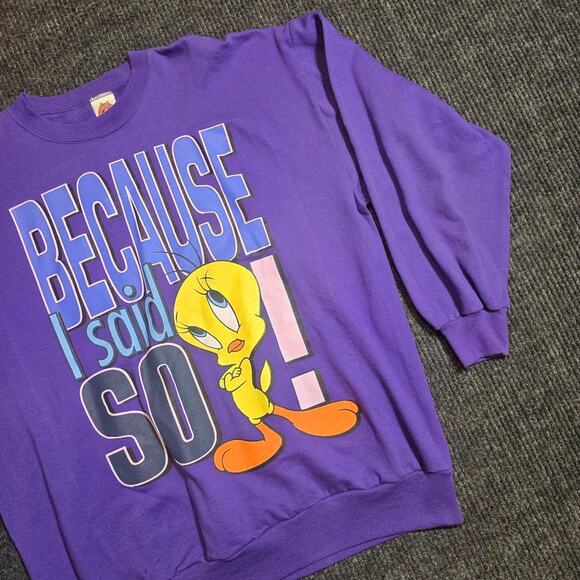 vintage 1997 Looney Tunes tweety bird purple crewneck - Picture 3 of 5